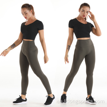 Polyester spandex entrenamiento femenino leggings de ropa activa